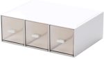 Desk Organizer-3 Tier Stackable Storage Drawers with 6 Compartments White Stackable Drawers Great for Desk Storage, Makeup Storage Bathroom Organization Accessories Etc (White)